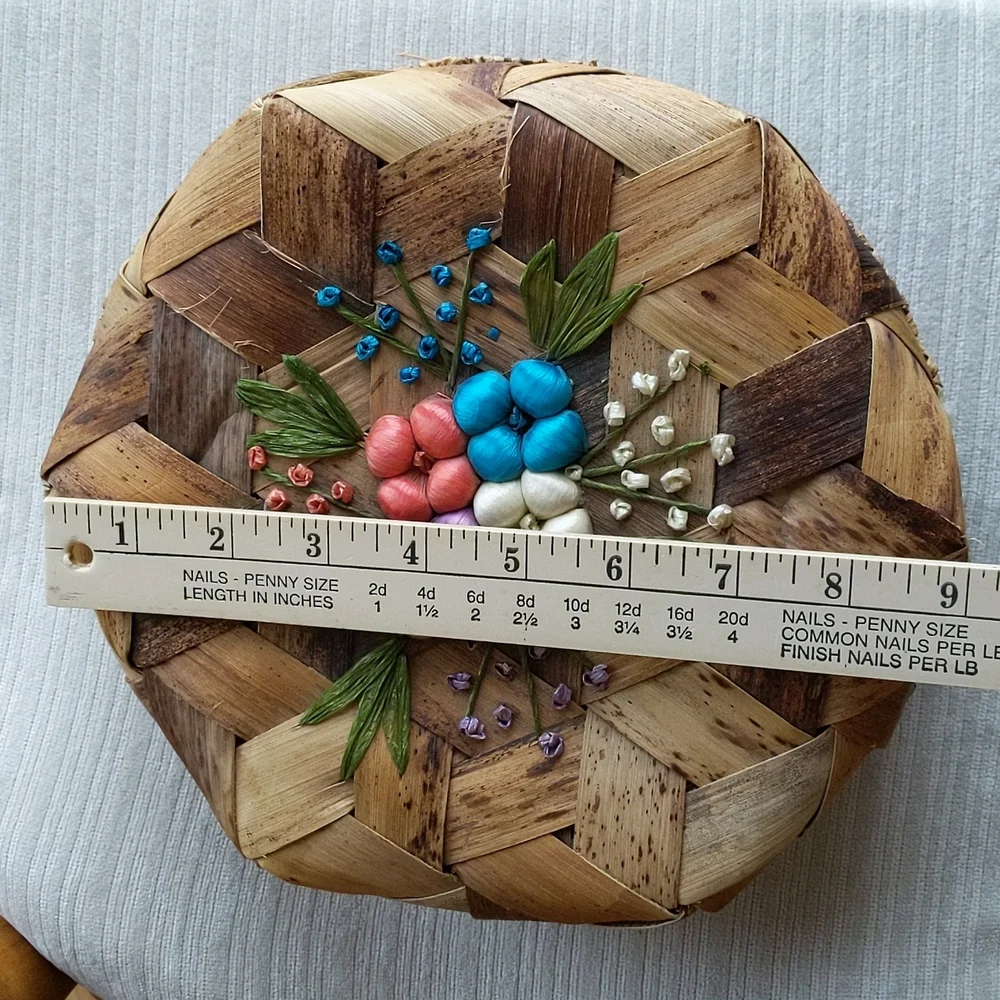 Vintage Floral Woven Tropical Versatile Nature Basket